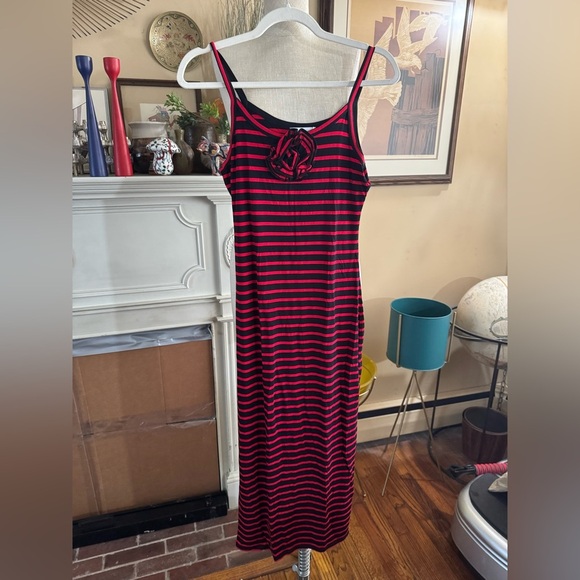 LOVERS AND FRIENDS Carmen Midi Dress in Black & Red Stripe size S - Picture 10 of 15
